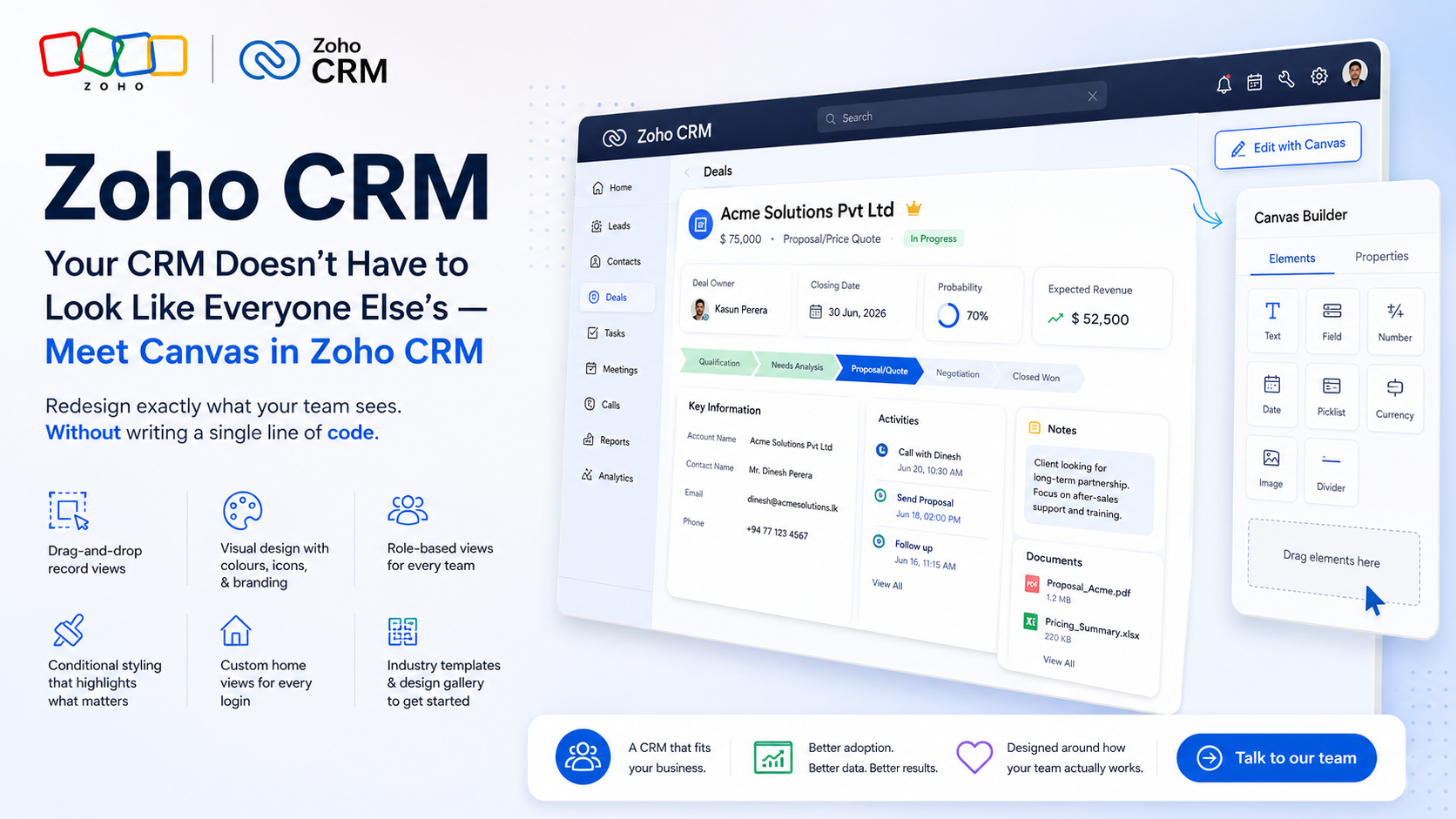 Your CRM Doesn't Have to Look Like Everyone Else's - Meet Canvas in Zoho CRM